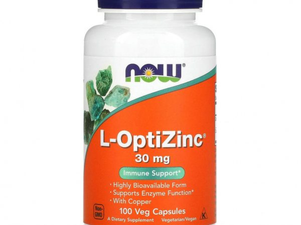 NOW Foods, L-OptiZinc, 30 мг, 100 растительных капсул