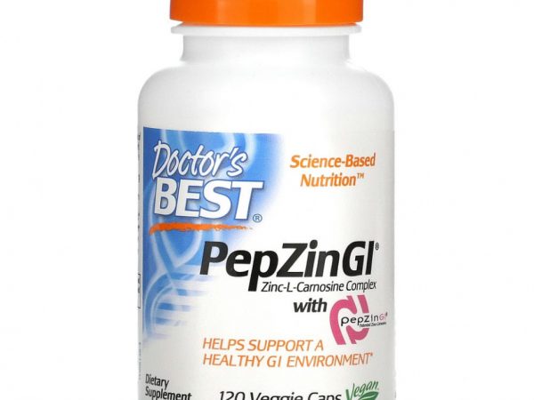 Doctor's Best, PepZin GI, комплекс цинк-L-карнозина, 120 вегетарианских капсул