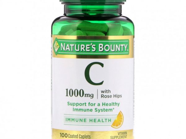 Nature's Bounty, Витамин C с шиповником, 1000 мг, 100 капсул, покрытых оболочкой