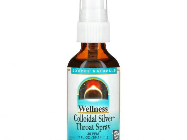 Source Naturals, Wellness, спрей для горла с коллоидным серебром, 30 част./млн, 59,14 мл (2 жидк. унции)
