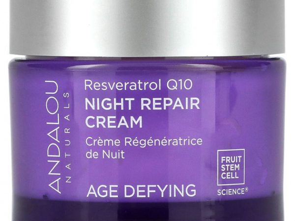 Andalou Naturals, Ночной восстанавливающий крем, Ресвератрол Q10, против старения, 50 мл