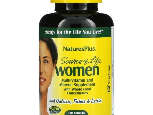 NaturesPlus, Source of Life, мультивитаминная и минеральная добавка для женщин с цельными пищевыми концентратами, 120 таблеток