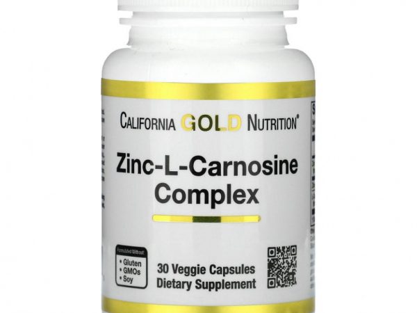 California Gold Nutrition, Цинк-L-карнозин, 30 растительных капсул