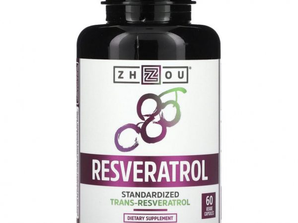 Zhou Nutrition, Ресвератрол, 60 растительных капсул