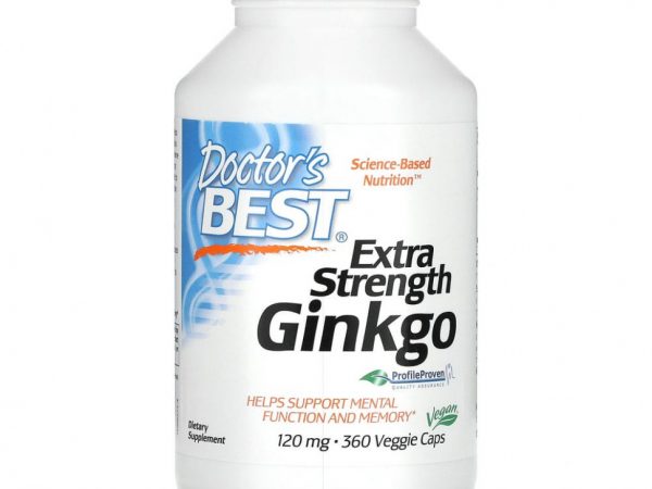 Doctor's Best, гинкго с повышенной силой действия, 120 мг, 360 вегетарианских капсул