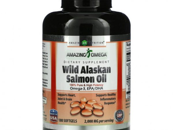 Amazing Nutrition, Жир дикого аляскинского лосося, 2000 мг, 180 мягких таблеток