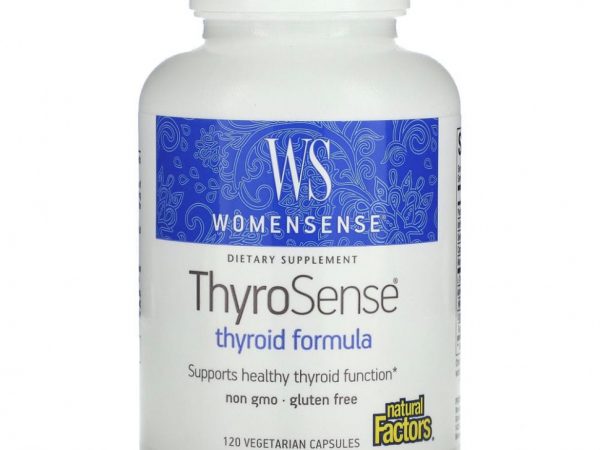 Natural Factors, WomenSense, ThyroSense, средство для щитовидной железы, 120 вегетарианских капсул