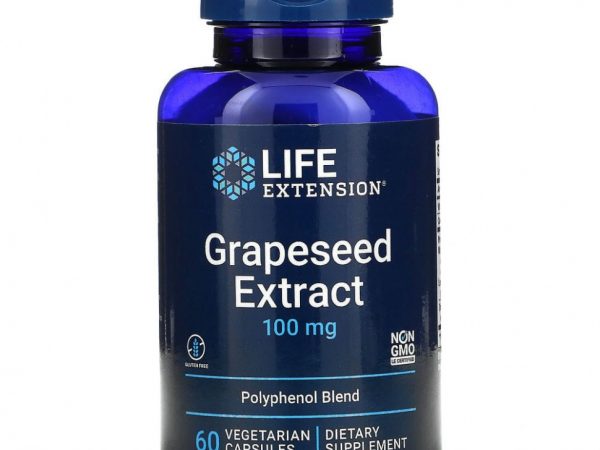 Life Extension, Экстракт виноградных косточек, 100 мг, 60 вегетарианских капсул