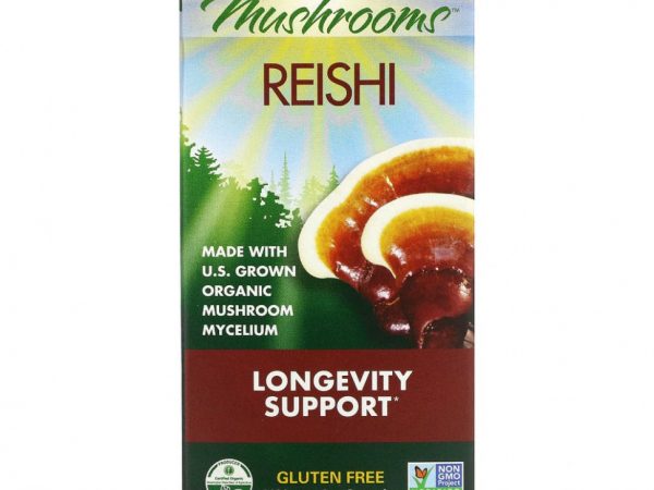 Fungi Perfecti, Mushrooms, рейши, поддержка долголетия, 60 вегетарианских капсул