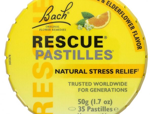 Bach, Original Flower Remedies, Rescue Pastilles, натуральное средство от стресса, апельсин и бузина, 35 пастилок, 50 г (1,7 унции)