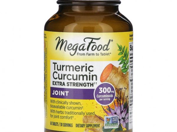 MegaFood, Turmeric Strength, средство для поддержки здоровья суставов, 60 таблеток