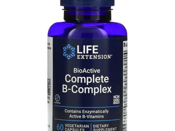 Life Extension, полный биоактивный комплекс витаминов группы B, 60 вегетарианских капсул