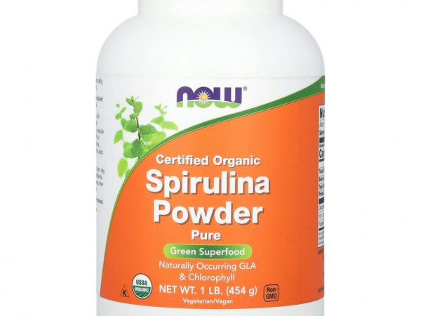 NOW Foods, Сертифицированный порошок органической спирулины, 454 г (1 фунт )