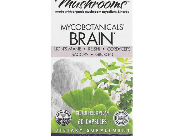 Fungi Perfecti, MycoBotanicals, для улучшения работы мозга, 60 вегетарианских капсул