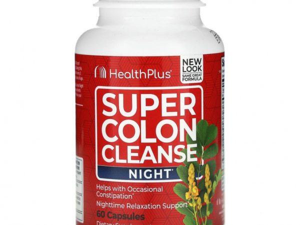 Health Plus, Super Colon Cleanse, средство для ночной очистки кишечника, 60 капсул