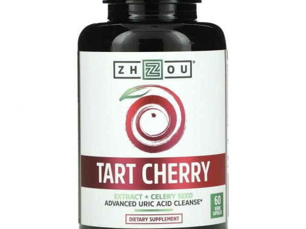 Zhou Nutrition, экстракт терпкой вишни и семена сельдерея, 60 вегетарианских капсул