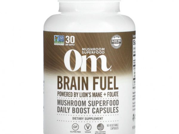 Om Mushrooms, Brain Fuel, питательный комплекс для мозга, 667 мг, 90 вегетарианских капсул