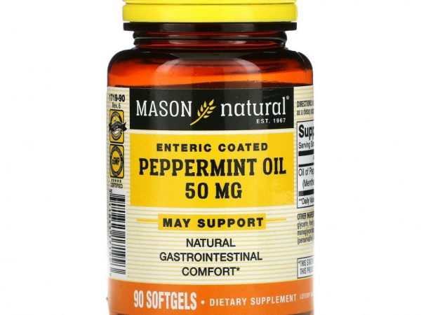Mason Natural, Масло мяты перечной, 50 мг, 90 капсул