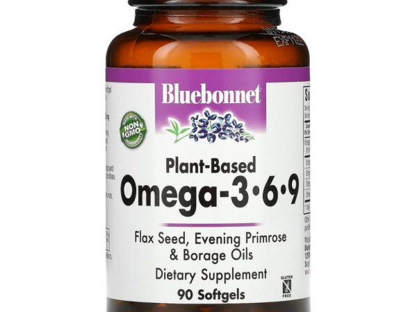 Bluebonnet Nutrition, растительные омега-3-6-9 кислоты, 90 мягких желатиновых капсул