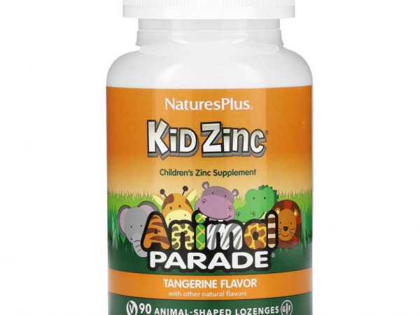 NaturesPlus, Source of Life, Animal Parade, Kid Zinc, пастилки с цинком для детей, натуральный вкус мандарина, 90 пастилок в форме животных