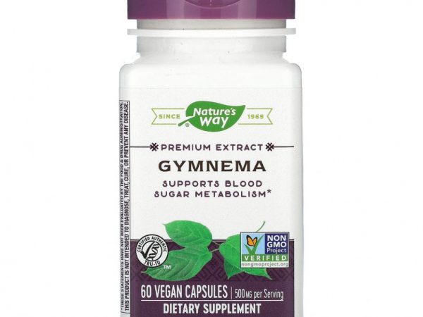 Nature's Way, джимнема, 500 мг, 60 вегетарианских капсул