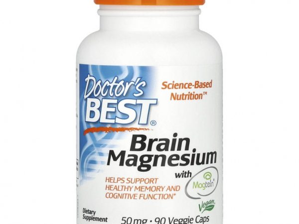 Doctor's Best, магний для здоровья мозга с Magtein, 50 мг, 90 вегетарианских капсул