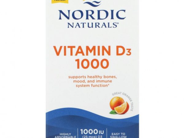 Nordic Naturals, Витамин D3, апельсин, 1000 МЕ, 120 штук