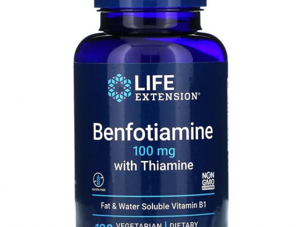 Life Extension, бенфотиамин с тиамином, 100 мг, 120 вегетарианских капсул