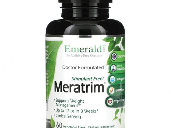 Emerald Laboratories, Meratrim, без стимуляторов, 400 мг, 60 растительных капсул