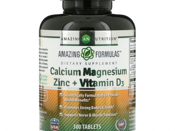 Amazing Nutrition, Кальций, магний и цинк + витамин D3, 300 таблеток