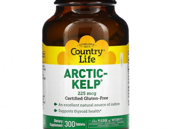 Country Life, Arctic-Kelp, арктические бурые водоросли, 225 мкг, 300 таблеток