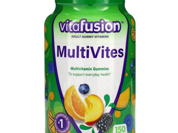VitaFusion, MultiVites, незаменимые мультивитамины, натуральный ягодный, персиковый и апельсиновый вкусы, 150 жевательных таблеток