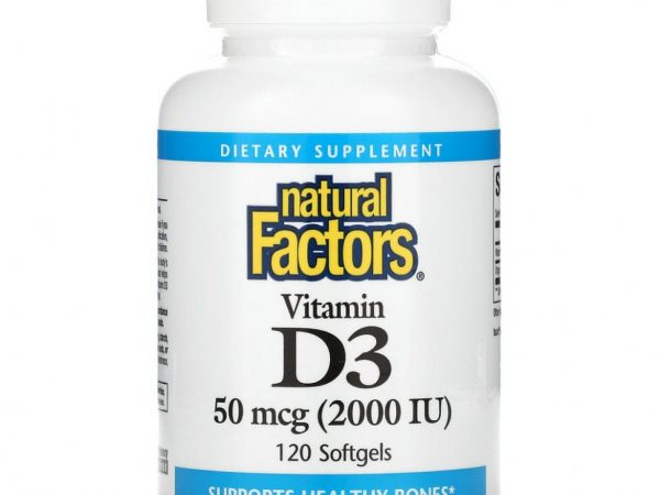 Natural Factors, витамин D3, 50 мкг (2000 МЕ), 120 капсул