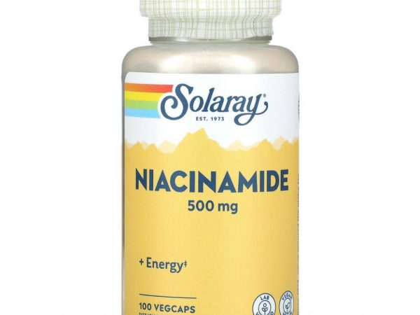 Solaray, Никотинамид, 500 мг, 100 капсул с оболочкой из ингредиентов растительного происхождения
