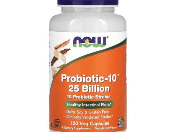 NOW Foods, Probiotic-10, 25 млрд, 100 вегетарианских капсул