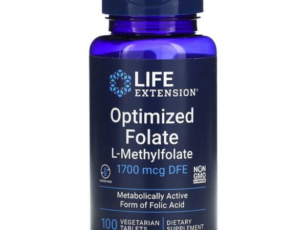 Life Extension, оптимизированный фолат, 1700 мкг DFE, 100 вегетарианских таблеток