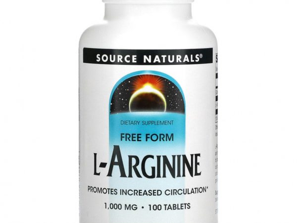 Source Naturals, L-аргинин, Свободная форма, 1000 мг, 100 таблеток