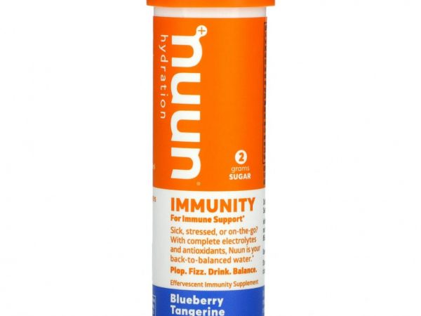 Nuun, Hydration, Immunity, шипучая добавка для иммунитета, голубика и мандарин, 10 таблеток