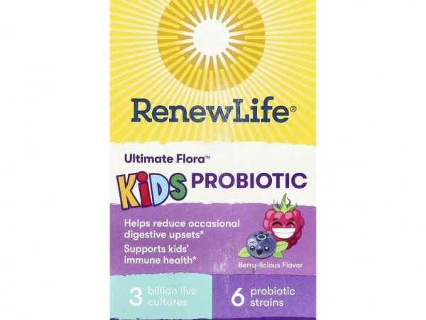 Renew Life, Ultimate Flora, пробиотик для детей, ягодный вкус, 3 млрд живых культур, 30 жевательных таблеток