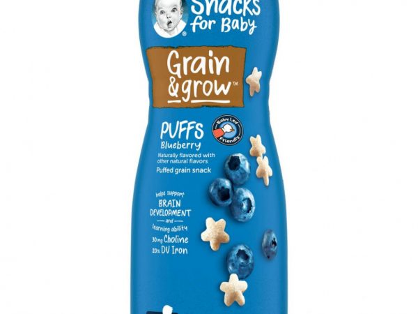 Gerber, Puffs, злаковые подушечки, для малышей от 8 месяцев, голубика, 42 г (1,48 унции)