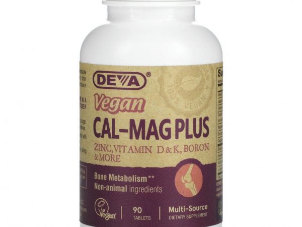 Deva, Cal-Mag Plus, веганская добавка премиального качества, 90 таблеток