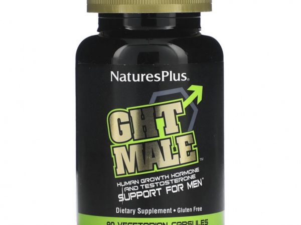 NaturesPlus, GHT Male, гормон роста человека и повышение уровня тестостерона для мужчин, 90 вегетарианских капсул