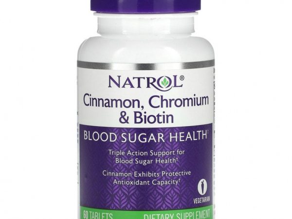 Natrol, Корица, хром и биотин, 60 таблеток