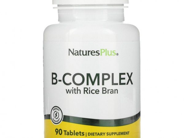 NaturesPlus, Комплекс витаминов группы B с рисовыми отрубями, 90 таблеток
