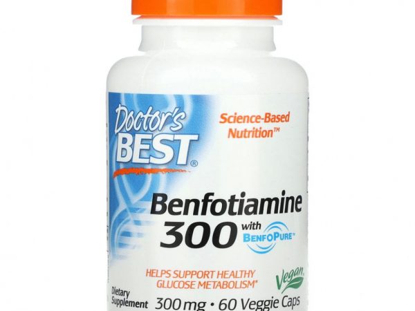 Doctor's Best, бенфотиамин с BenfoPure, 300 мг, 60 вегетарианских капсул