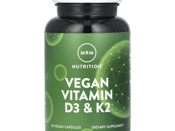 MRM, веганские витамины D3 и K2, 62,5 мкг (2500 МЕ), 60 веганских капсул