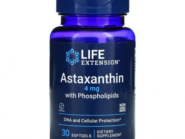 Life Extension, астаксантин с фосфолипидами, 4 мг, 30 капсул