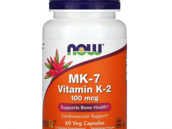 NOW Foods, MK-7, витамин K2, 100 мкг, 60 растительных капсул