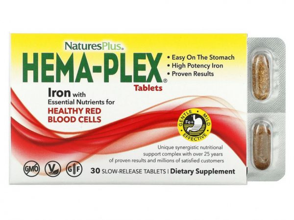 NaturesPlus, Hema-Plex, 30 таблеток с длительным высвобождением