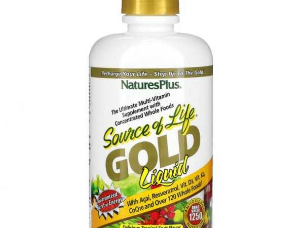 NaturesPlus, Source of Life, Gold Liquid, мультивитаминная добавка, тропические фрукты, 887,1 мл (30 жидк. унций)